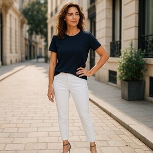 NWT Jen7 for 7 for All Mankind White Denim Cropped Skinny Jeans‎ Size 10